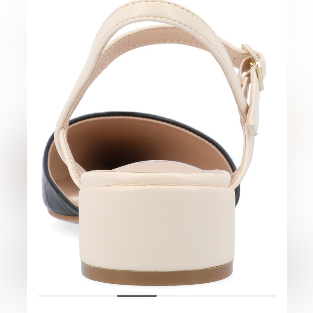 Black And Cream Croc Pattern Low Block Heels - image 3